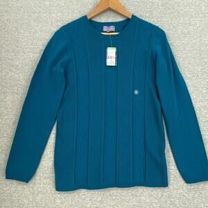 Laura Scott Sweater Womens Small Blue Cable Knit Pullover Top Long Sleeve NEW